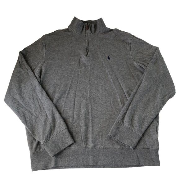 Polo Ralph Lauren 1/4 Zip Long Sleeve Heather Gray Pullover Large - Picture 1 of 12